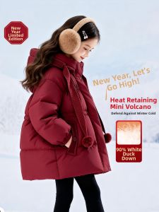 SQTN.KIDS | Girls Long Thickened Down Jacket Red Winter New Design