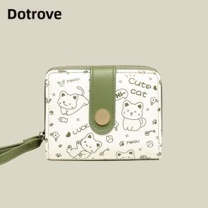 Fashionable Long Cat Print Wallet Womens Multi-Functional Card Holder Coin Purse Cute Kitty Design Youth PU Leather Wallet