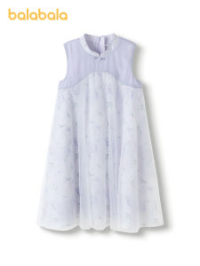 Balabala Trẻ Em váy con gái Đầm trẻ em 2025 Mùa Hè Mới Trung Trẻ mới cho trẻ em phong cách truyền thống Không Tay Net Dress