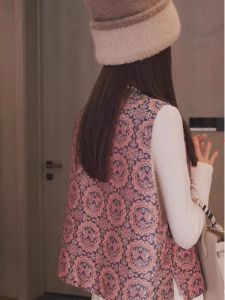 Fashionable Pink Chinese Style Vest Womens Clothing High End Design Sensation Trendy Style Commute Style Polyester Fiber