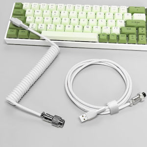 Aviator Coiled Keyboard Cable Type-C USB Gaming Cord Aviation Connector Wire for Desktop PC Keyboard Replacement Accessory