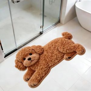 VIKAMA Cute Dog Rug Water-Resistant Anti-Slip Bathroom Mat Soft Fuzzy Bedside Rug for Bedrooms Home Decoration