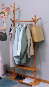 Solid wood Bedroom Clothes Hanger Rack High-Grade 177CM Floor Drying Rack Balcony Rack Hanger Hanging Clothes Shelf