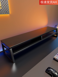 แท่นวางคอมพิวเตอร์ตั้งโต๊ะ แท่นวางสำหรับทำงานในสำนักงาน ฐานวางของ ชั้นวางของ ที่วางแล็ปท็อป ที่วางจอคอมพิวเตอร์ สไตล์อินดัสเทรียล ไม้ขัดเงา