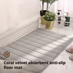 [SG Ready Stock] Bathroom Floor Mat Thick Coral Fleece Memory Anti-Slip Absorbent Mat Bedroom Kitchen Anti-Slip 40*60CM