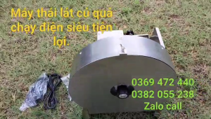 Máy Thái Lát Rau Củ Quả Chạy Điện Kết Hợp Quay Tay Inox - Bảo Hành 12 Tháng