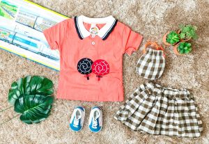 Setelan Anak Bayi Perempuan / Atasan Kerah Dan Celana Balon Motif Duo Lolipop Tas Estimasi Usia 6 Bulan - 3 Tahun