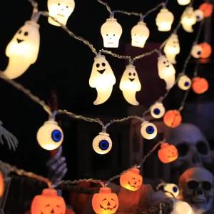 Đèn Dây Halloween Chạy Pin 10 Đèn LED 1.5m Với Hình Ma Phù Thủy Mèo Bí Ngô Mạng Nhện Bộ Xương Xác Ướp Cướp Biển Trang Trí Trong Nhà
