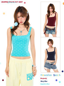 youngstage | Spicy Girl Polka Dot Sleeveless Top Summer Style Letter Embroidery