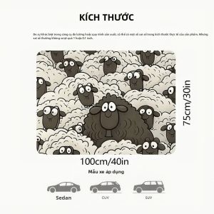 VIKAMA Hoạt Hình Cừu Chống Trượt Chống Thấm Nước SUV Phía Sau Hàng Hóa Lót Dễ Thương In Hình Động Vật Nông Trại Trang Trí Ô Tô Bảo Vệ Thảm Sử Dụng Trong Nhà