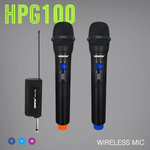 Dual Wireless Microphone with 6.35mm Rechargeable Receiver Cordless Handheld Singing Mic