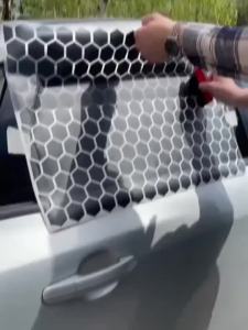 Matte Black Honeycomb Car Window Sticker 75x50cm Hexagonal Self Adhesive Sun Shade Film Universal Vehicle Side Window Sticker
