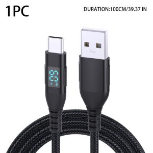 Ultra-Super Fast Charge Cable 60W USB A To Type C Nylon Data Cord For Xiaomi Redmi Samsung With Led Digital Display Cable