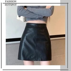 Tsion  ห้ามพลาด  กระโปรงสั้นหญิง เป็นงานทรงเอ สั้นเหนือเข่า ทำจากหนังเทียมสีสันคุมโทน แมทช์ง่าย ราคาถูก รีบมาตำเลยน้า