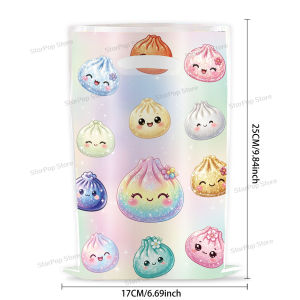 Squishy Dumpling Theme Party Favor Bags With Handle 50/10Pcs Plastic Gift Candy Bag for Baby Shower Kids Birthday Party Supplies