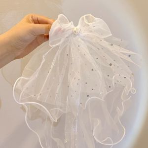 Công Chúa Váy Khăn Trùm Đầu Phụ Kiện Tóc Nhỏ Bé Gái Nơ Thái Kẹp Càng Cua Sinh Nhật Trẻ Em Cảm Giác Sang Trọng Mũ Gossamer