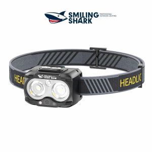 SmilingShark TD8020 Mini Headlight LED Super Bright Head Lamp White Yellow Light 5 Modes Type-C Rechargeable Waterproof Outdoor Running Reading Adult Child Hiking Red Lamp Warning