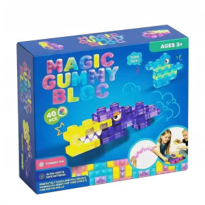 Bandai | Magic Gummy Bloc Soft Building Blocks for Kids Food-Grade TPE Sensory Stacking Toys Transparent Jelly Bricks Educationa