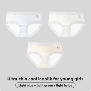 Miiow | Kids Girls Ice Silk No Trace Extended Crotch Triangle Panties Ultra Soft Nylon Elastic Fiber Underwear Comfortable All Season