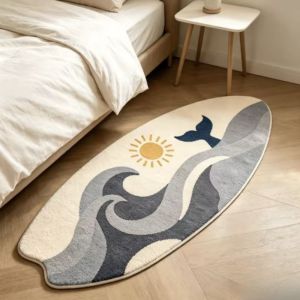 VIKAMA Rainbow Ocean Wave Whale Tail Sun Print Ván Lướt Sóng Hình Dạng Thảm Trải Sàn Mềm Chống Trượt Cho Phòng Ngủ Trang Trí Nhà Cửa