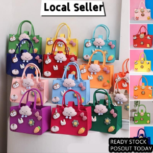 Felt Bag Lunch Bag Cartoon Doll Shoulder Bag Handbag Shopping Tote bag Big Capacity Travel Bento Bags Girls Gift