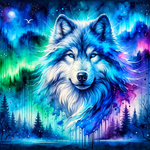 Huacan Diamond Painting Starry Sky Wolf Diamond Mosaic Animal Landscape Complete Kit Decorative Paintings