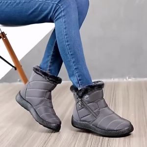 Womens Winter Snow Boots Faux Fur Lined Waterproof Ankle Booties Side Zipper Warm Outdoor Short Boots for Cold Weather