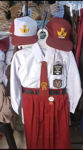Setelan Seragam Merah Putih SD Panjang Perempuan Komplit