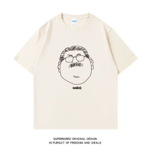 เสื้อยืดคอกลมแขนสั้นผ้าฝ้ายแท้สำหรับผู้ชาย ฤดูร้อน 2023 เสื้อตัวบนหลวมๆ ลายโค้ช Anji ของเกมบาสเก็ตบอลที่น่าทึ่ง