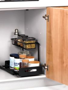 Kitchen Cabinet Rack Under Sink Rack Spice Rack Seasoning Rack Condiments Rack Kitchen Organizer Storage Storage Rack Dish Rack Pot Rack Pull-out Drawer Basket Finishing