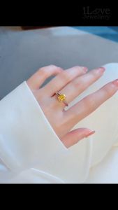 iLove Jewellery S925 Silver 18K White Gold Plated 1.5ct Yellow Cushion Ring Cubic Zirconia Cincin Women Gifts ILR064