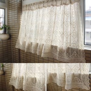 American Style Cotton Linen Coffee Curtain Half Blind Window Treatments Hooks Included Door Curtain Kitchen Curtain Head