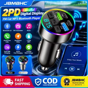 Jbmbhc Xe máy phát FM Bluetooth MP3 Máy Nghe Nhạc Bộ chuyển đổi âm thanh không dây Pd Nhanh Chóng Sạc Dual-Loại C Cổng Màn hình LED giảm tiếng ồn Bộ thiết bị không cần dùng tay
