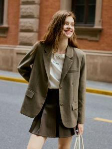 KUHNMARVIN | Áo Blazer Nữ Màu Nâu Phong Cách Retro