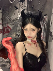 Gothic Halloween Devil Night Horned Headscarf Hairband Lolita Photography Cosplay Props Decoration Headwear Fashion Accessories