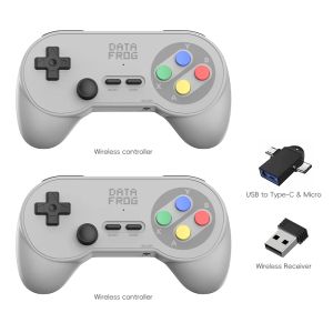 Data Frog | Tay Cầm Chơi Game Không Dây Cổ Điển Data Frog PC07 Classic Retro Bộ Thu Kép Dành Cho Hai Người Chơi Thiết Kế Công Thái Học Cho PC DInput & Android
