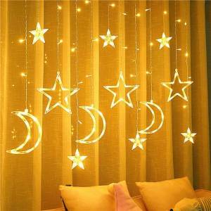 Christmas Solar Powered Outdoor Decoration Star Curtain Lights