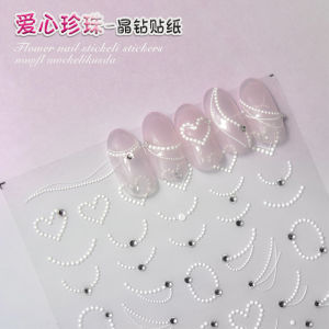 Bright Crystal Love Pearl Stickers Fancy Fairy Style Bronzing Fancy 3D Relief Nail Art Sticker Ornament