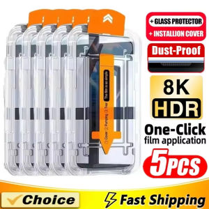 5-1PCS Dust Free Easy Installation Screen Protector For iPhone 17 Pro Max 15 16 14 Pro 13 12 Mini 11 7 8 6 Plus XR XS Max SE2