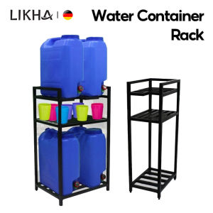 LIKHA 2/3 Layer Water Gallon Rack Stand Thickened Metal Rack for Water Distributor Heavy Duty Water Pipe Rack Water Tank Water Bottle Rack High Load Bucket Rack