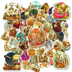 50 PCS Retro Fun Skull Personified Graffiti Stickers Pack Creative Funny Artistic Vintage Personality Waterproof Graffiti Decals