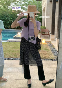 กระโปรงทรงเอลายสก็อตสีดำขาวสไตล์เกาหลี กระโปรงสั้นผูกเชือก สไตล์หวานและเค้กวันเกิด ฤดูใบไม้ผลิ 2025