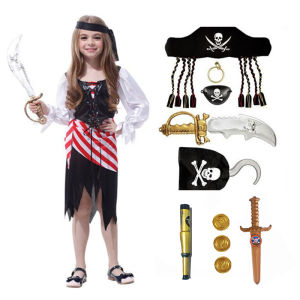 Children Pirate Costume for Kids Girls Dress Cosplay Carnival Halloween Costume Party Christmas New Year Clothes