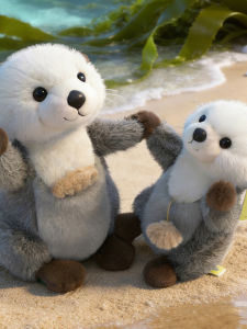 QIAOSHANG | Shell Holding Magnetic Hands Sea Otter Plush Doll