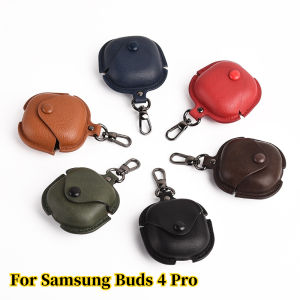 Leather Case For Samsung Galaxy Buds 4 Pro Buzz 4 Pro Buds4 4Pro Cover Headphone Protective Cases With Cleaning Pen With Hook
