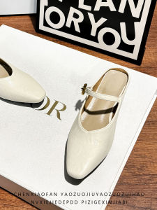 Beige Pure Desire Half-Covered Head Sandals Womens Summer 2025 New Versatile Square Head Internet Celebrity Outdoor Wear Thick Heel Womens Shoes