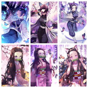 Acrylic Paint By Numbers Japanese Demon Slayer Anime Oil Painting Package Art Picture For Bedroom Wall Adults Hand Painted Gift