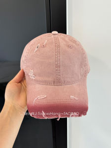 Retro American Hole Punching Pink Baseball Cap Women Summer Wide Brim Face Slimming Duckbill Hat Soft Top Trendy Hat