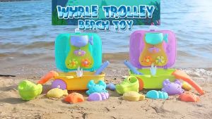 Whale Trolley Beach Toy Sand Castle Maker Sand Beach Box for Kids by WISHLAND