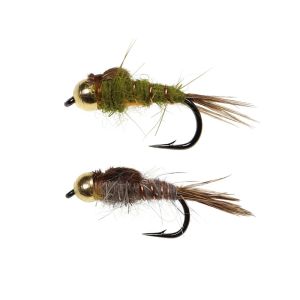 6PCS #14 Brass Bead Head Hares Ear Nymph Fly Fast Sinking Natural Pheasant Tail Wet Flies Trout Bass Grayling Fly Fishing Lure